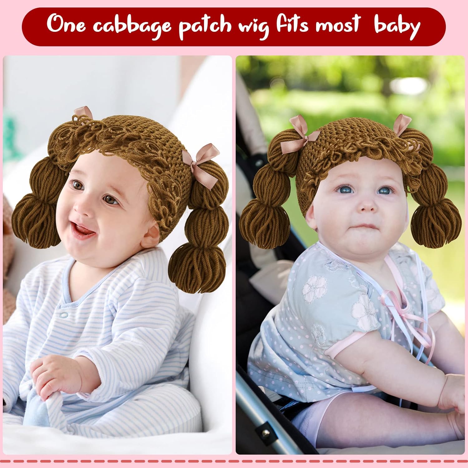 Halloween Cabbage Costume Baby Yarn Wig for Girl Infant Baby Cabbage Wigs for Boys Girls Infant Costume (Brown,Cute)